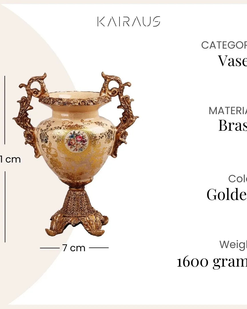 Ornate brass vase with classic Baroque design