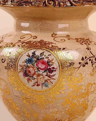 Traditional Baroque brass vase with detailed craftsmanship