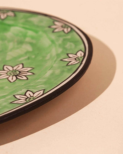 Green floral serving plate
