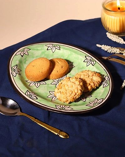 Green Blossom decorative small platter