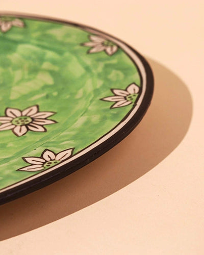 Green floral serving plate