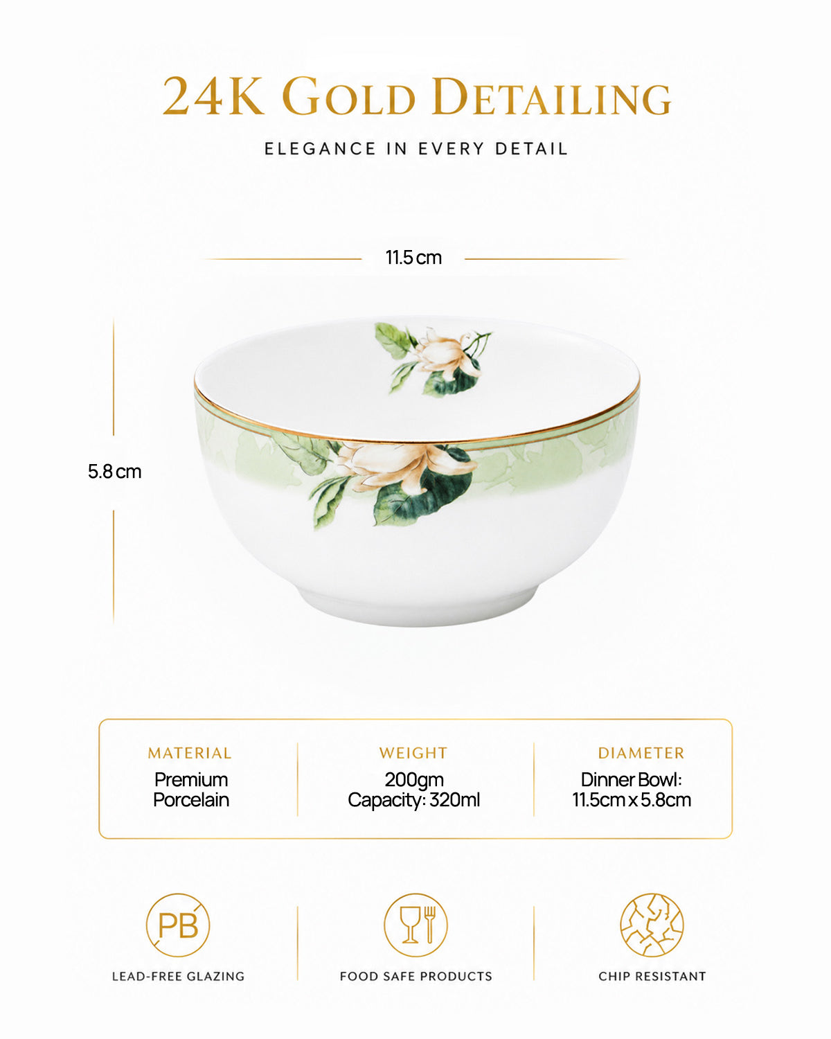 Greenhaven 24K gold dining bowl with elegant design