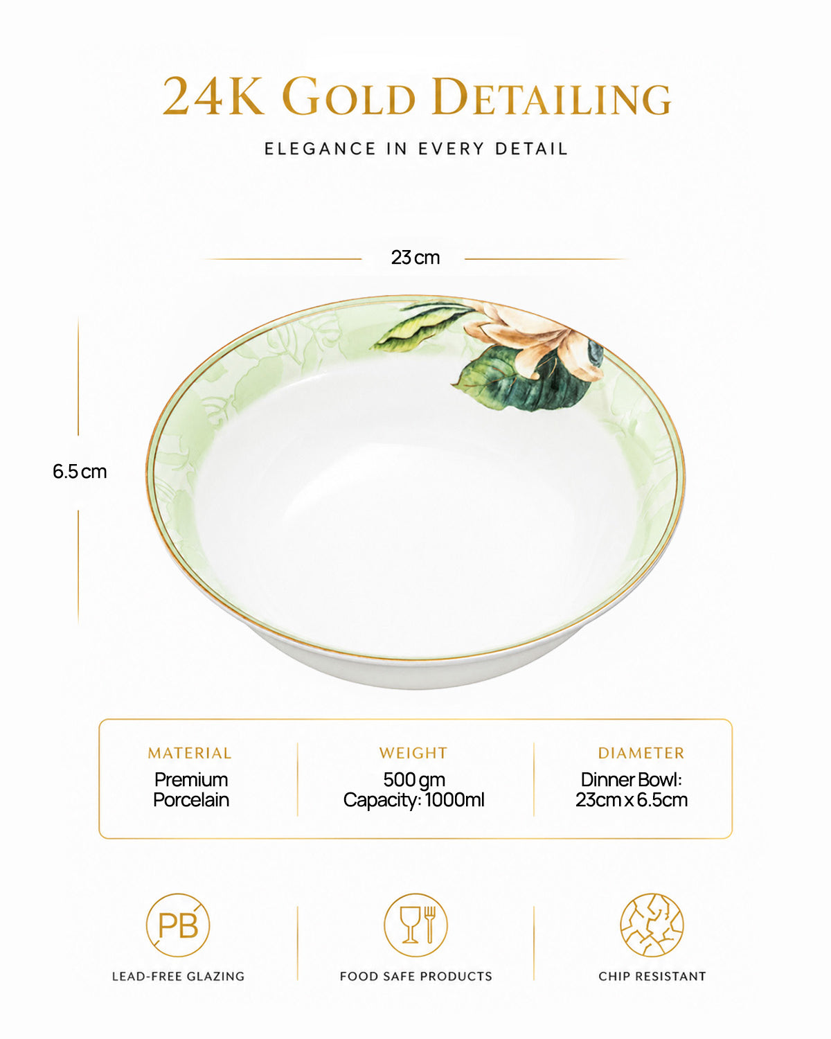 Greenhaven 24K gold serving bowl with elegant design