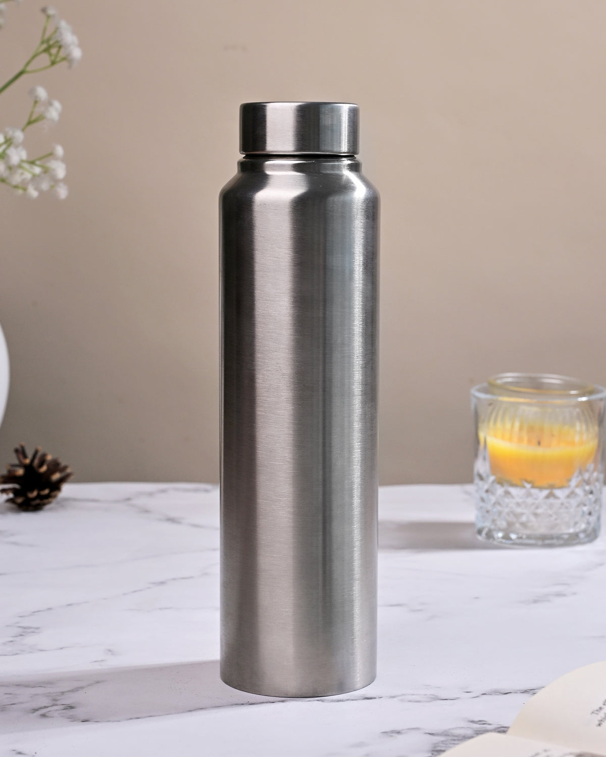 Grey Stainless Steel Bottle featuring a minimalist design