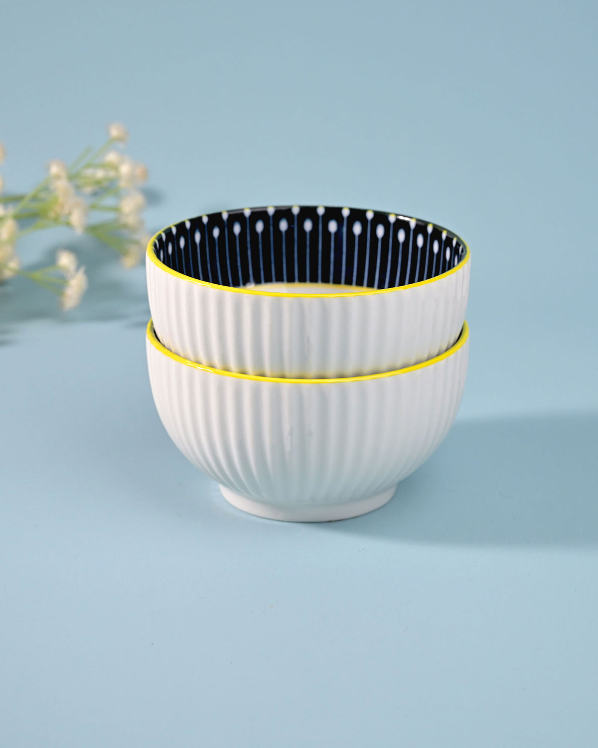 Set of two artisan handpainted porcelain bowls