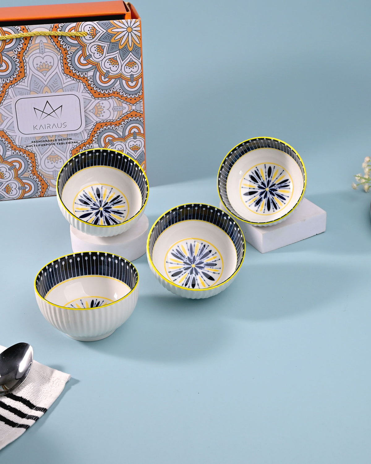 Premium porcelain bowls with handcrafted painted designs