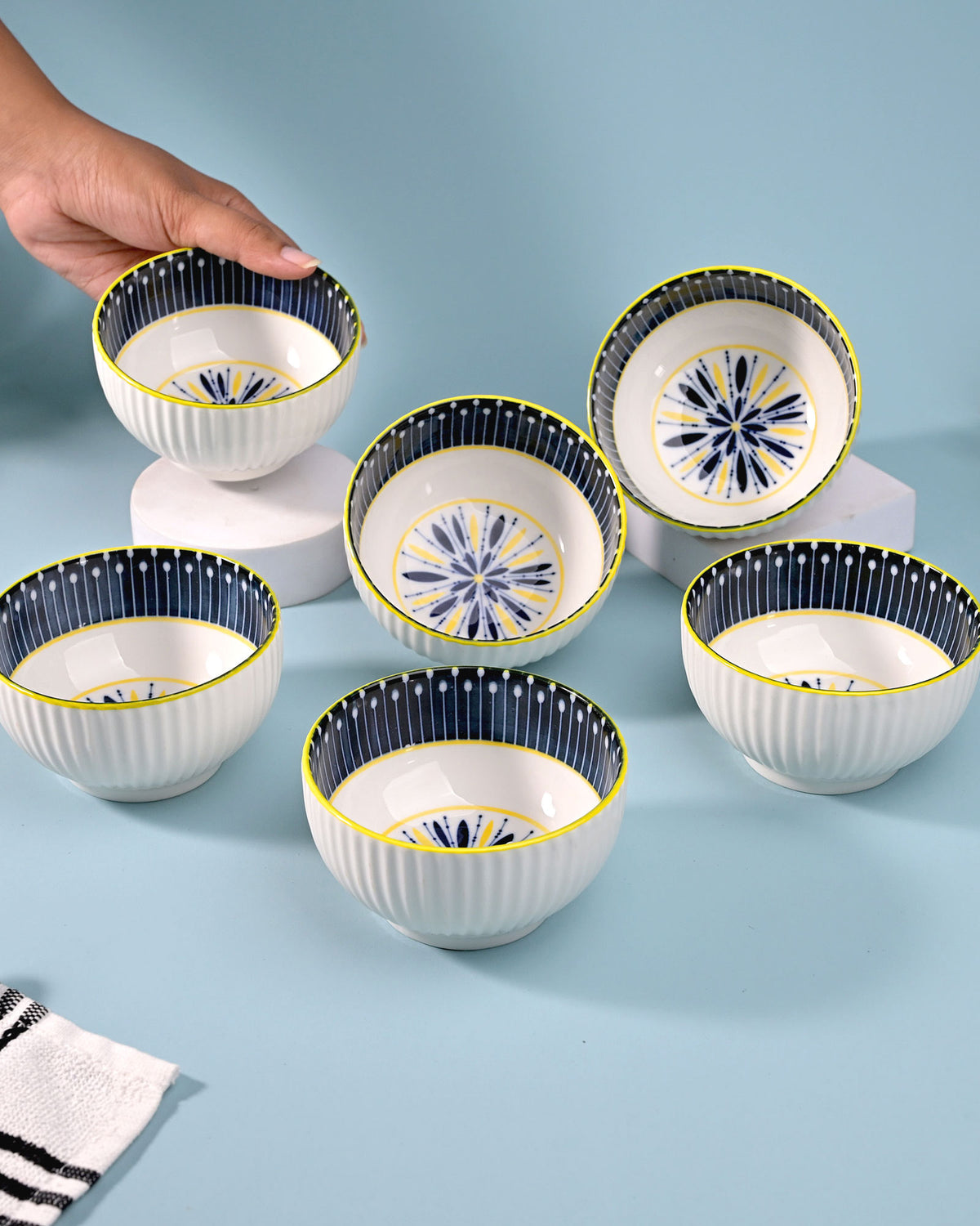 Elegant handpainted porcelain bowls set of six