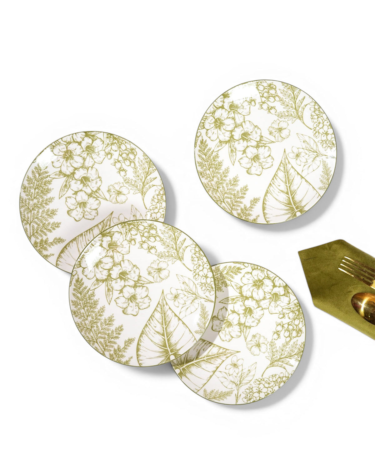 Hazel porcelain quarter plates set of 4 in 7.8-inch size
