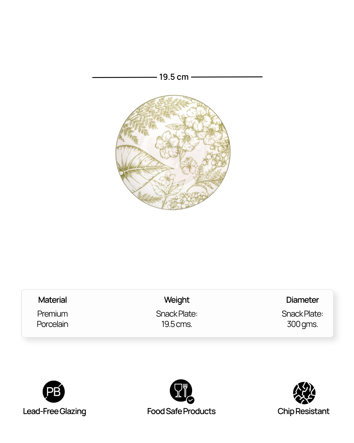 7.8-inch Hazel porcelain side plates for snacks and appetizers