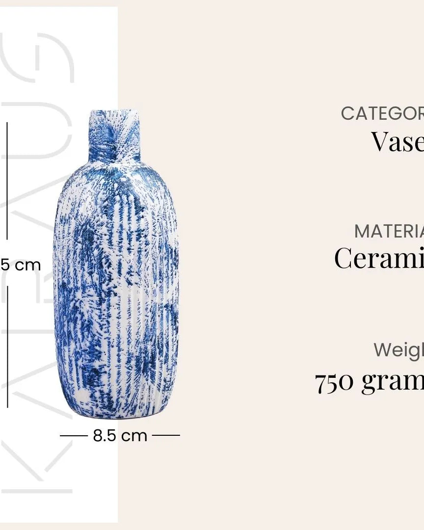 Indigo patterned vase for stylish home decor