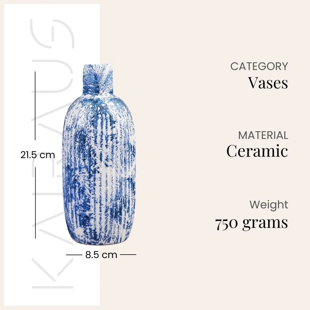 Indigo patterned vase for stylish home decor