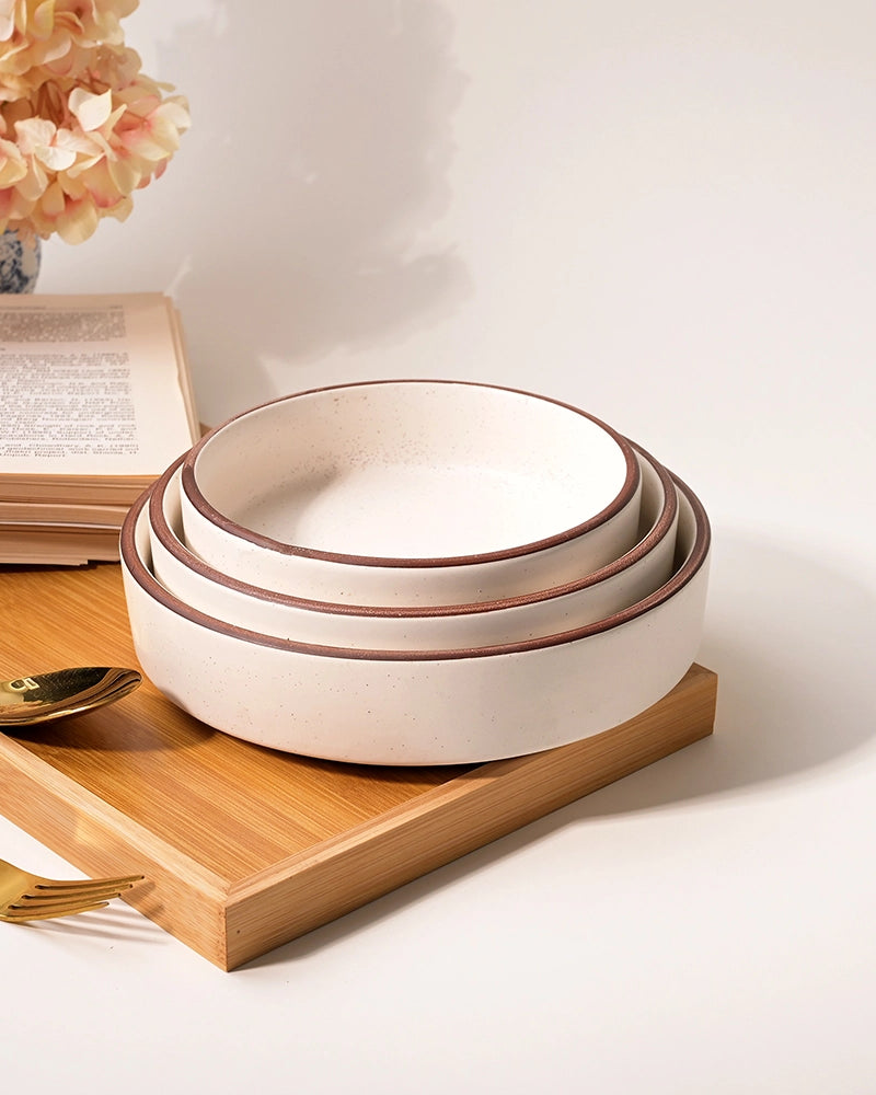 Ivory minimalist bowl set of 3