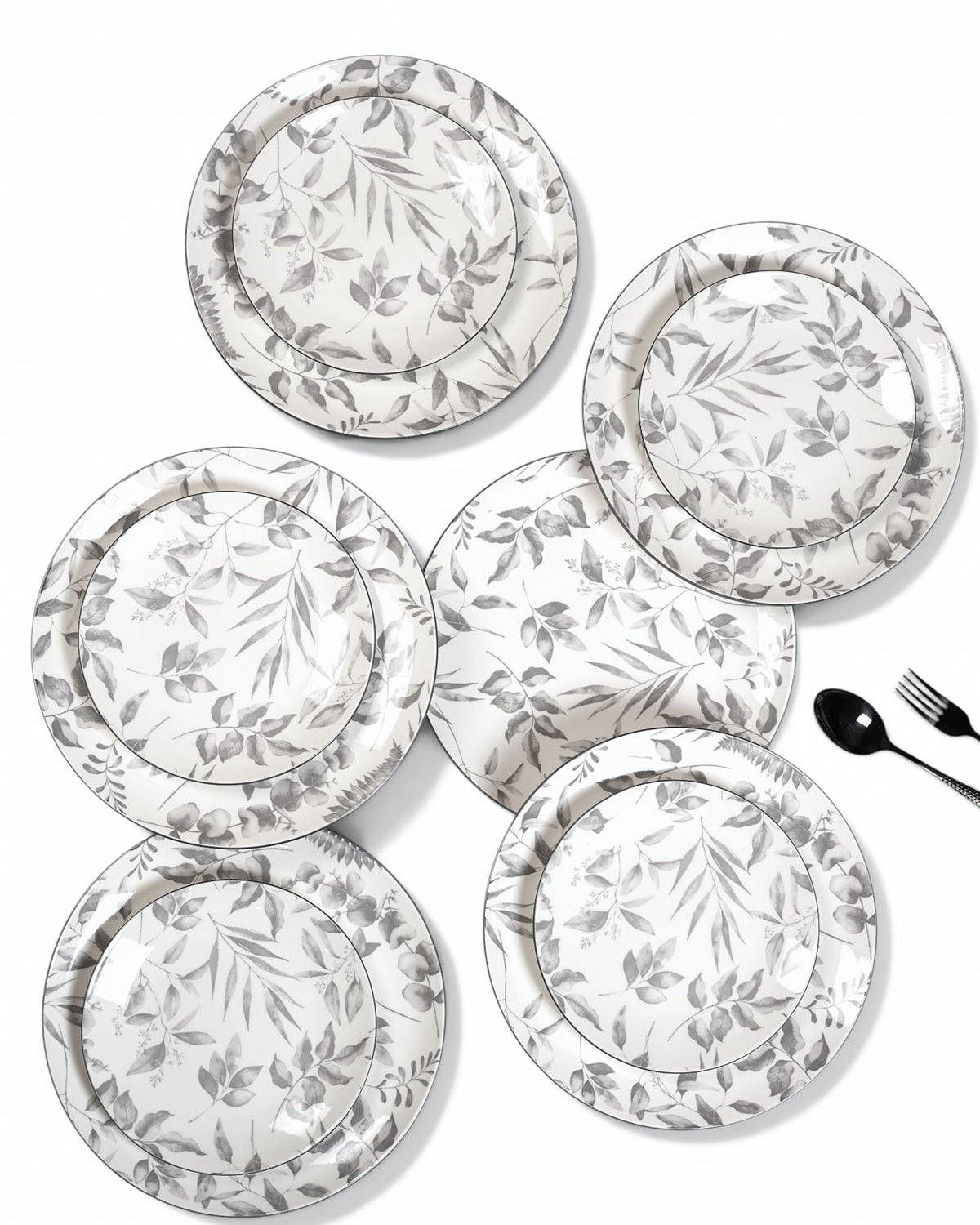 Ivory porcelain dinner and quarter plate set of 6