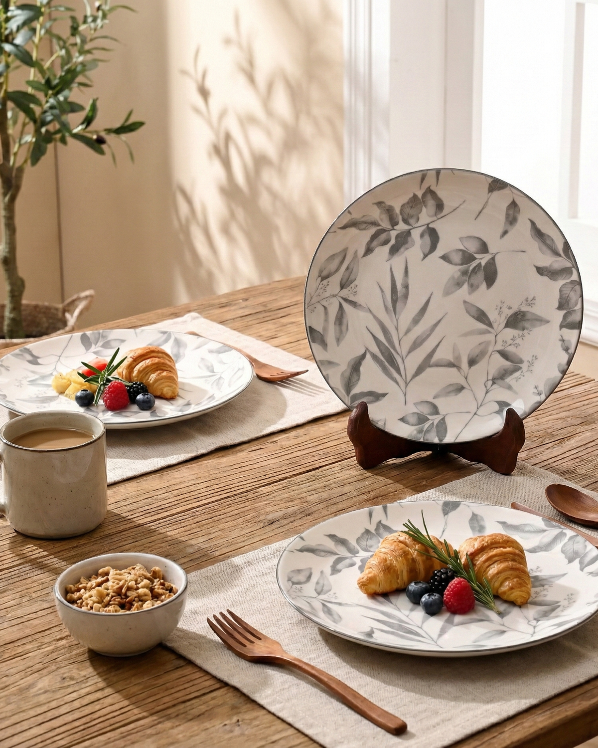 Set of two Ivory porcelain quarter plates