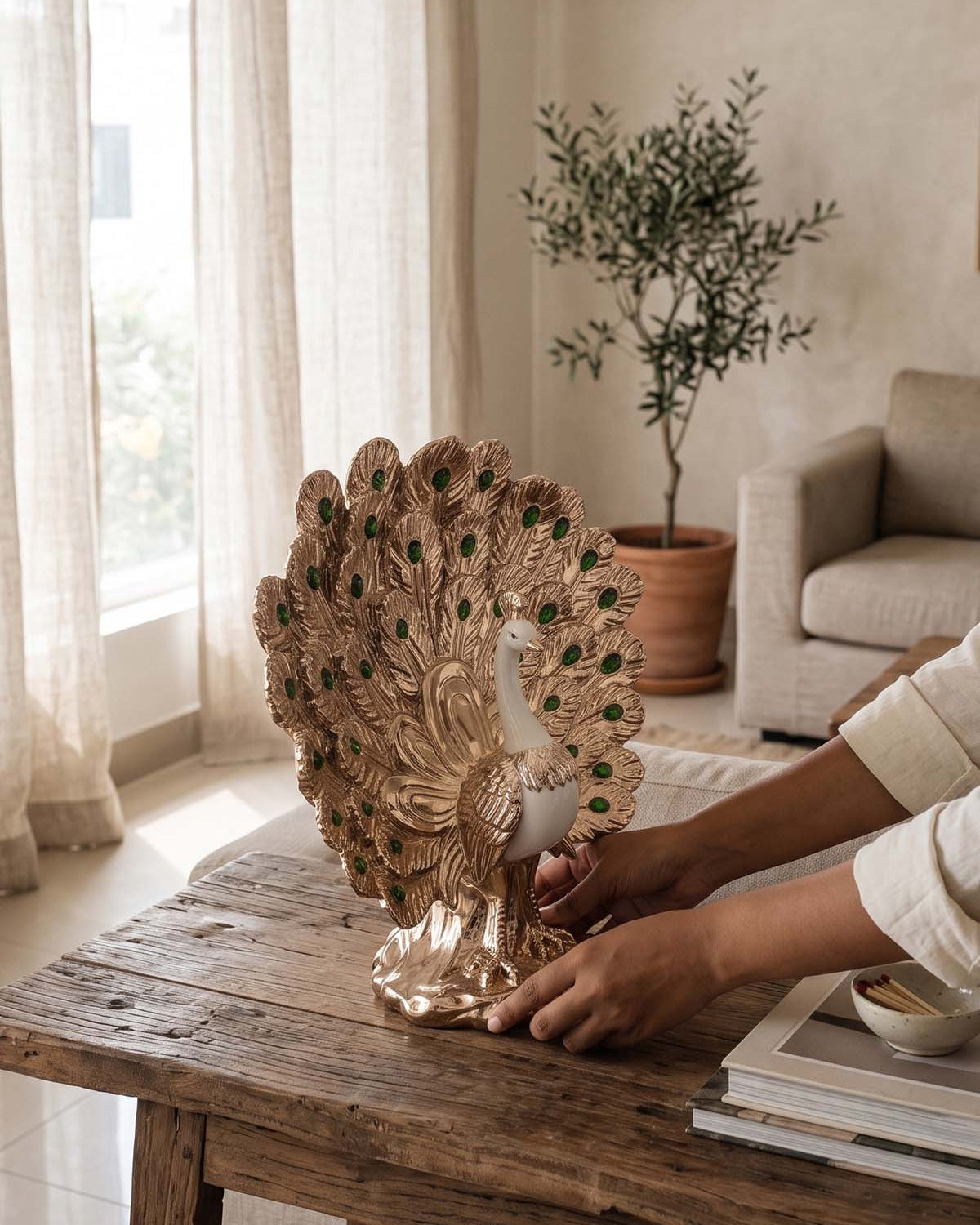 Luxury Jadecrest Royal Peacock Showpiece for home décor