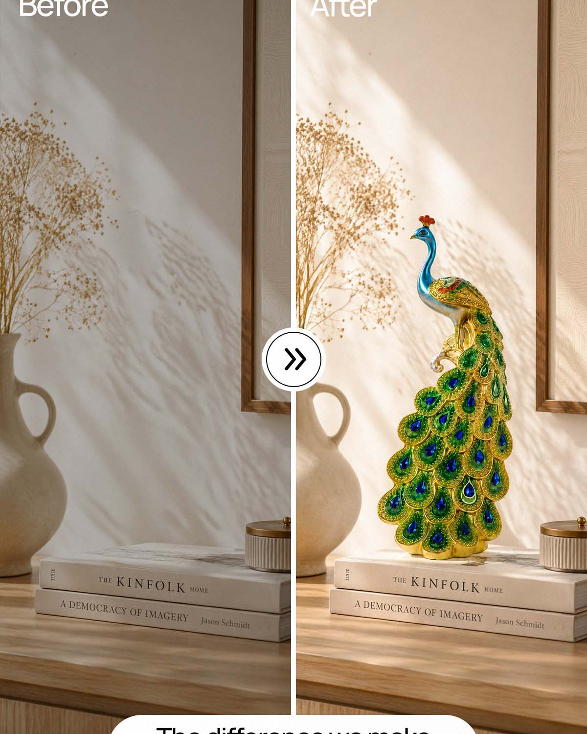 Kalapi Emerald Peacock Tower Figurine highlighting intricate details