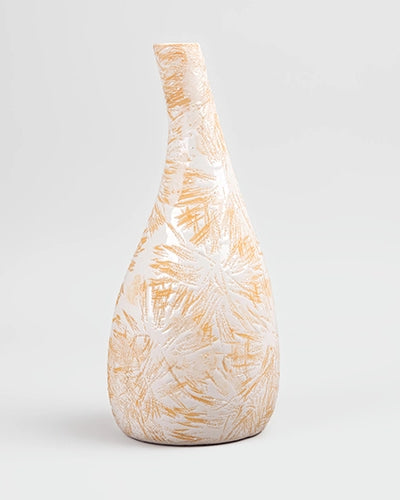 Decorative medium flower vase in a soft light tan finish