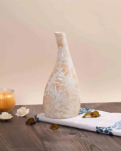 Light tan ceramic flower vase with a classic design