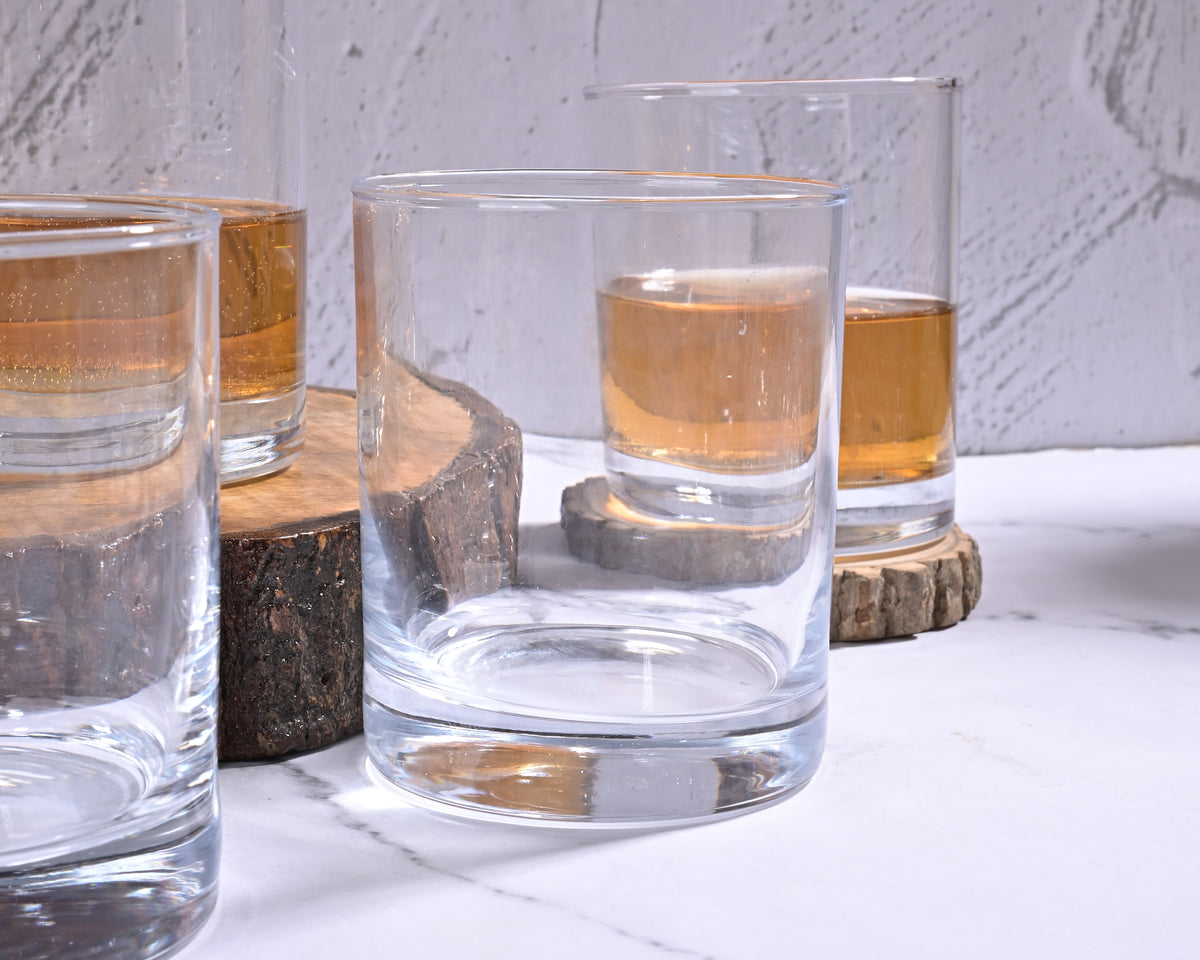 Modern glass set for beverages and dining
