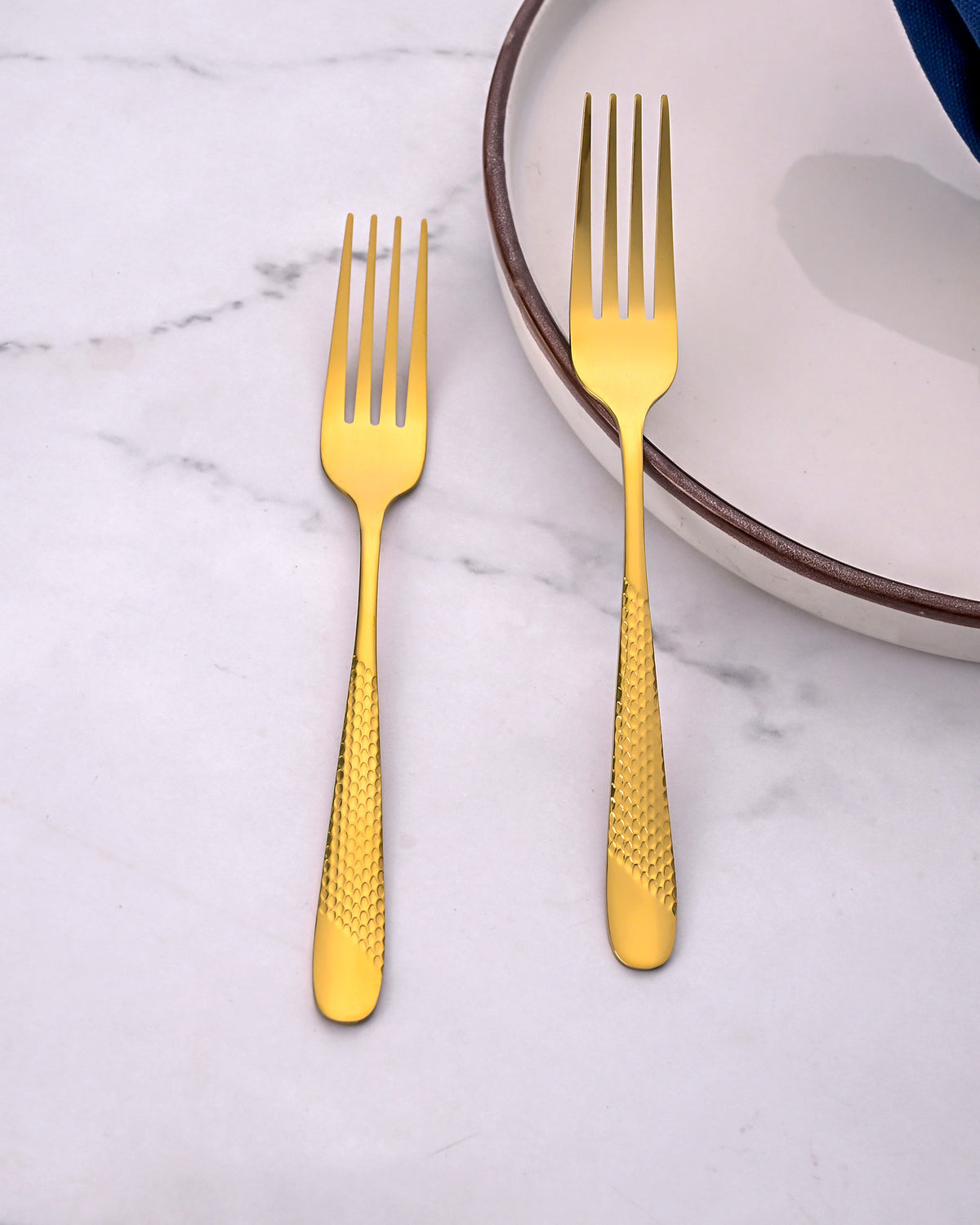 Luxe Stainless Steel Golden Dessert Forks Set of 2 with Elegant Gold Finish
