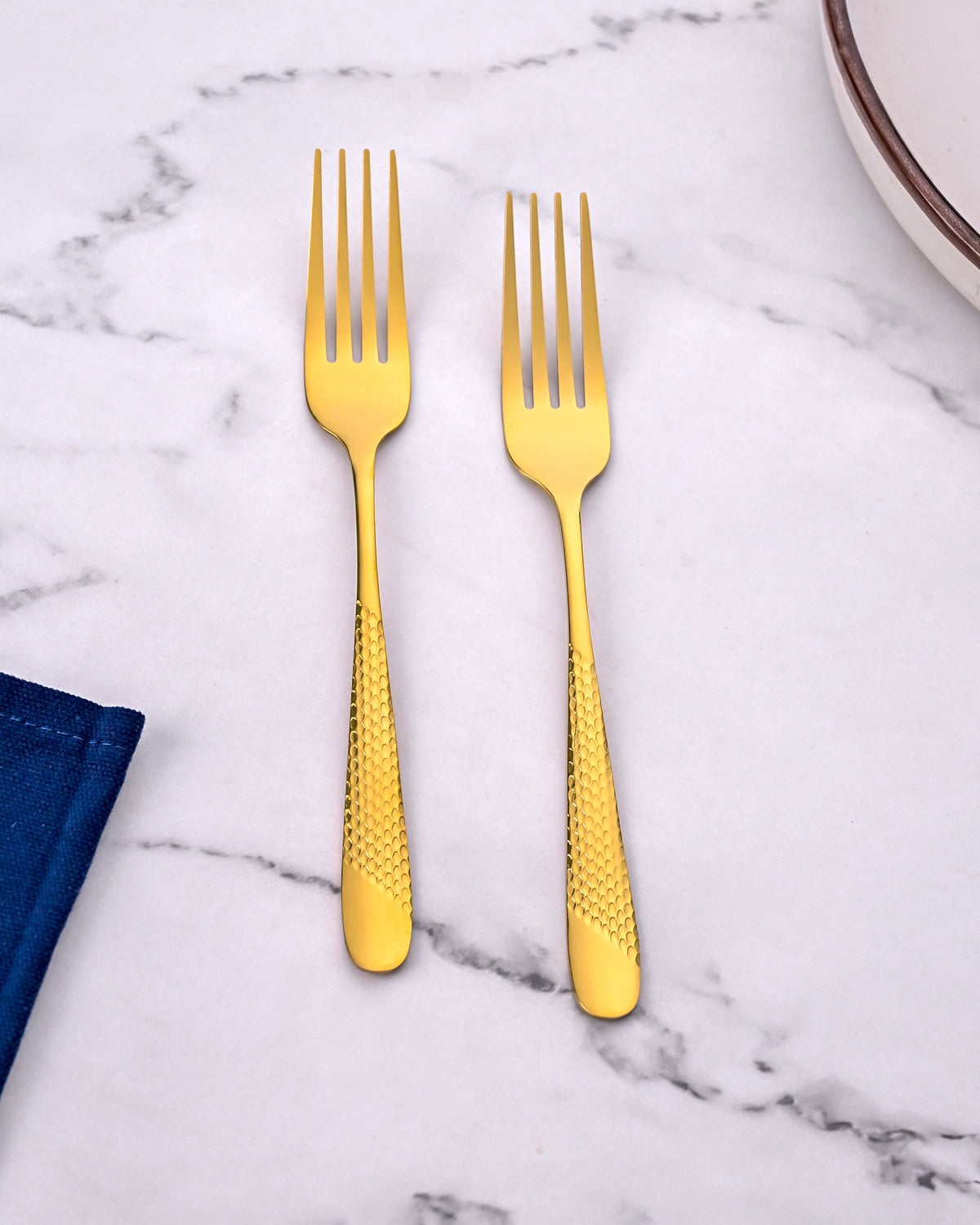 Premium Golden Dessert Forks Made from Stainless Steel