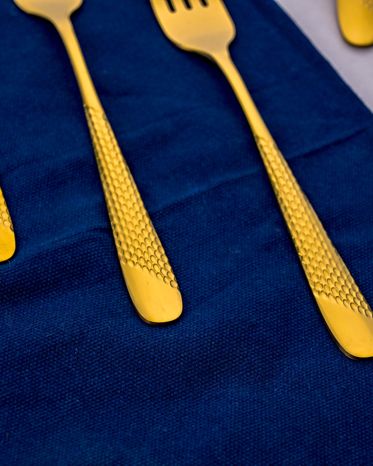Luxury Gold Dessert Forks Set of 4 with a Polished Finish