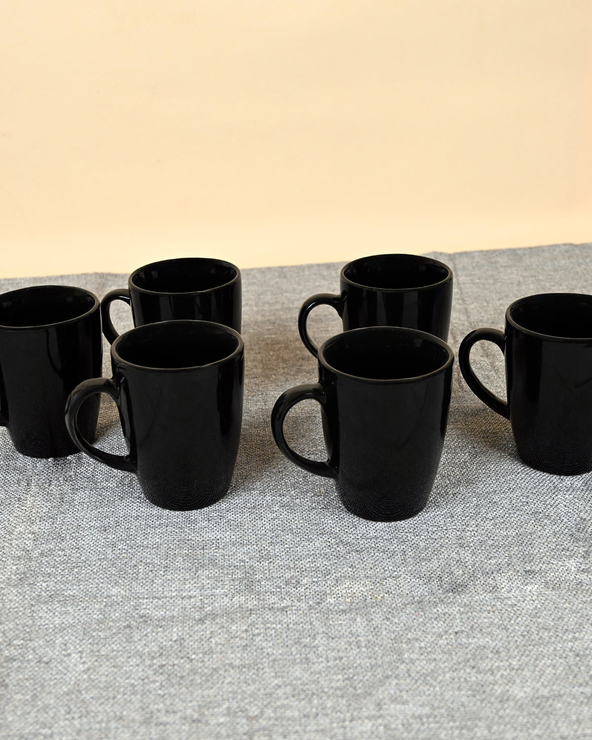 Set of 6 black ceramic coffee mugs