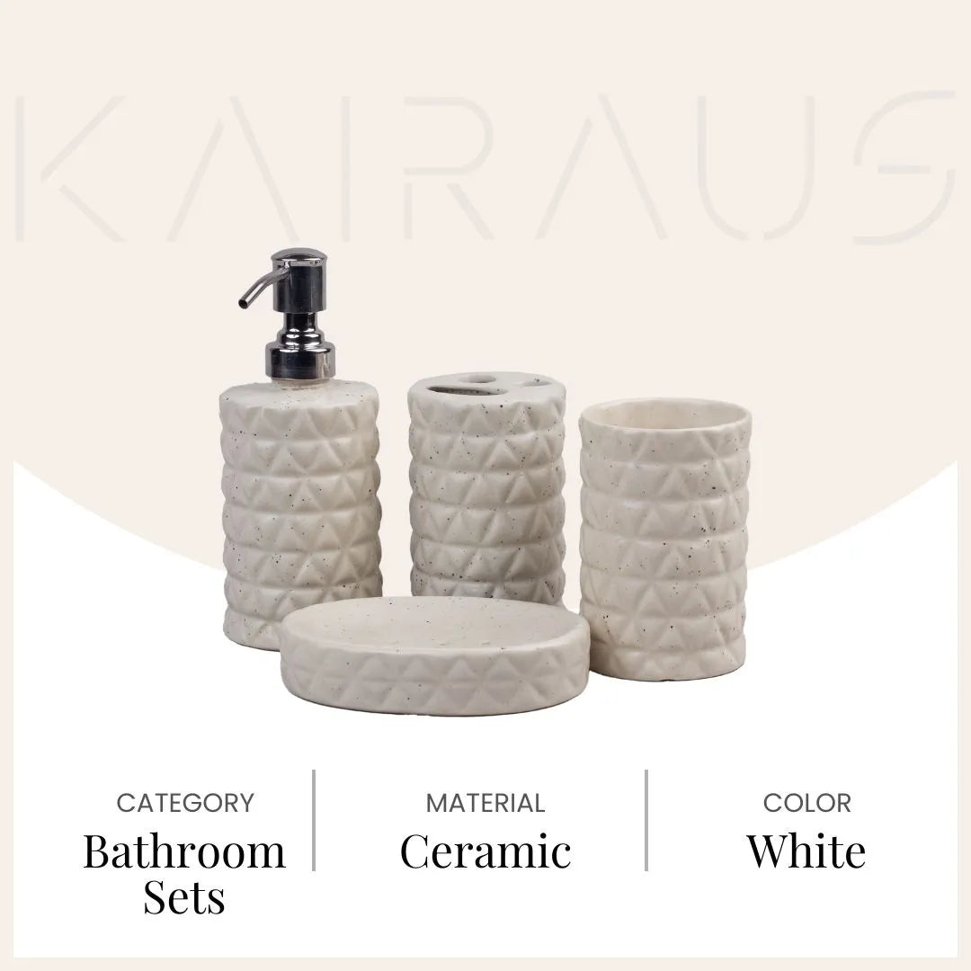 Luxury ceramic bath accessories set with refined detailing
