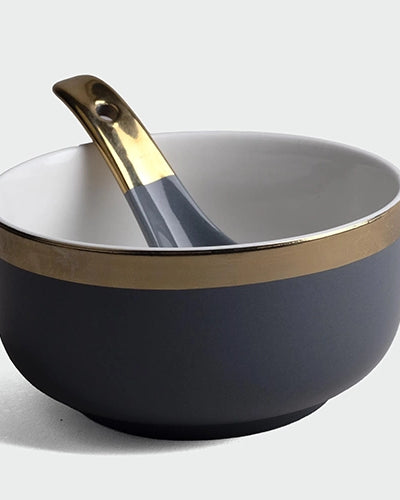 Luxe grey porcelain bowls for dining table