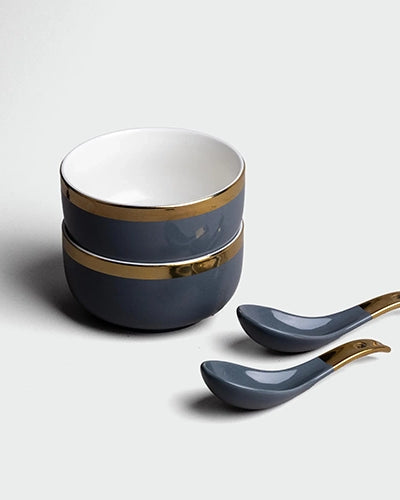 Luxe grey porcelain bowls for dining table