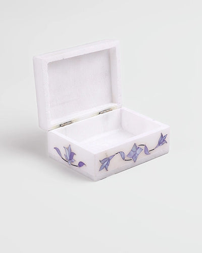 Elegant blue marble jewelry storage box for home decor