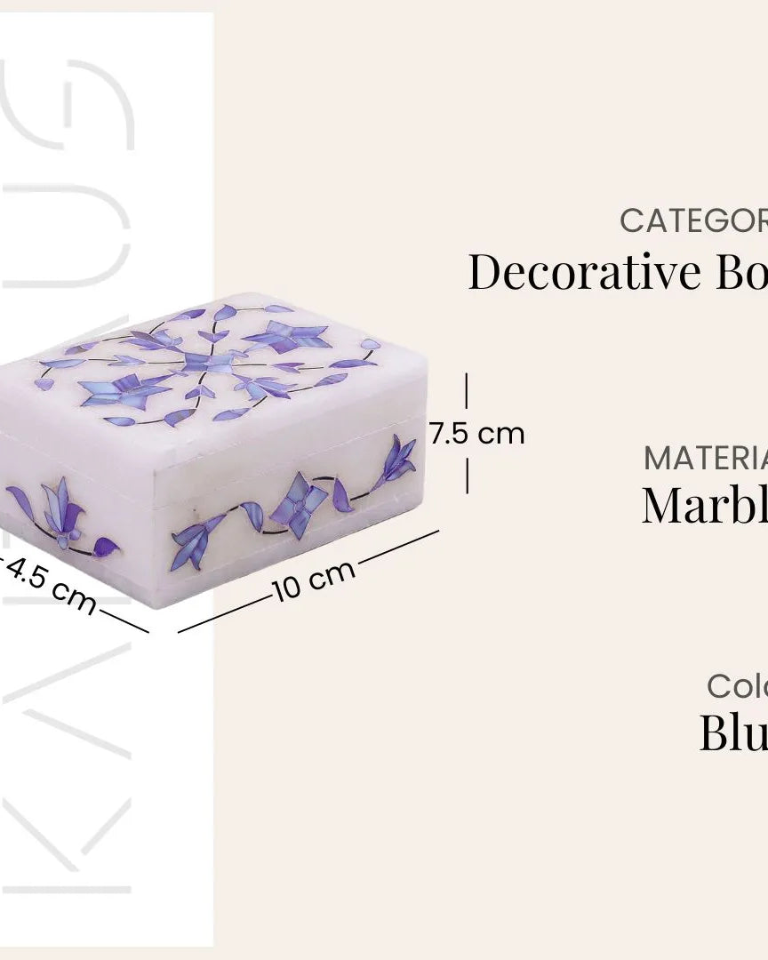 Ornate blue marble keepsake box for jewelry and valuables