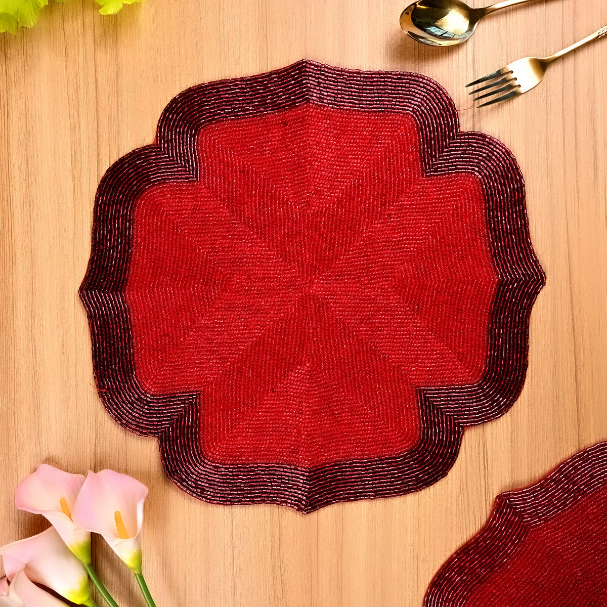 Luxury burgundy table mat for elegant dining