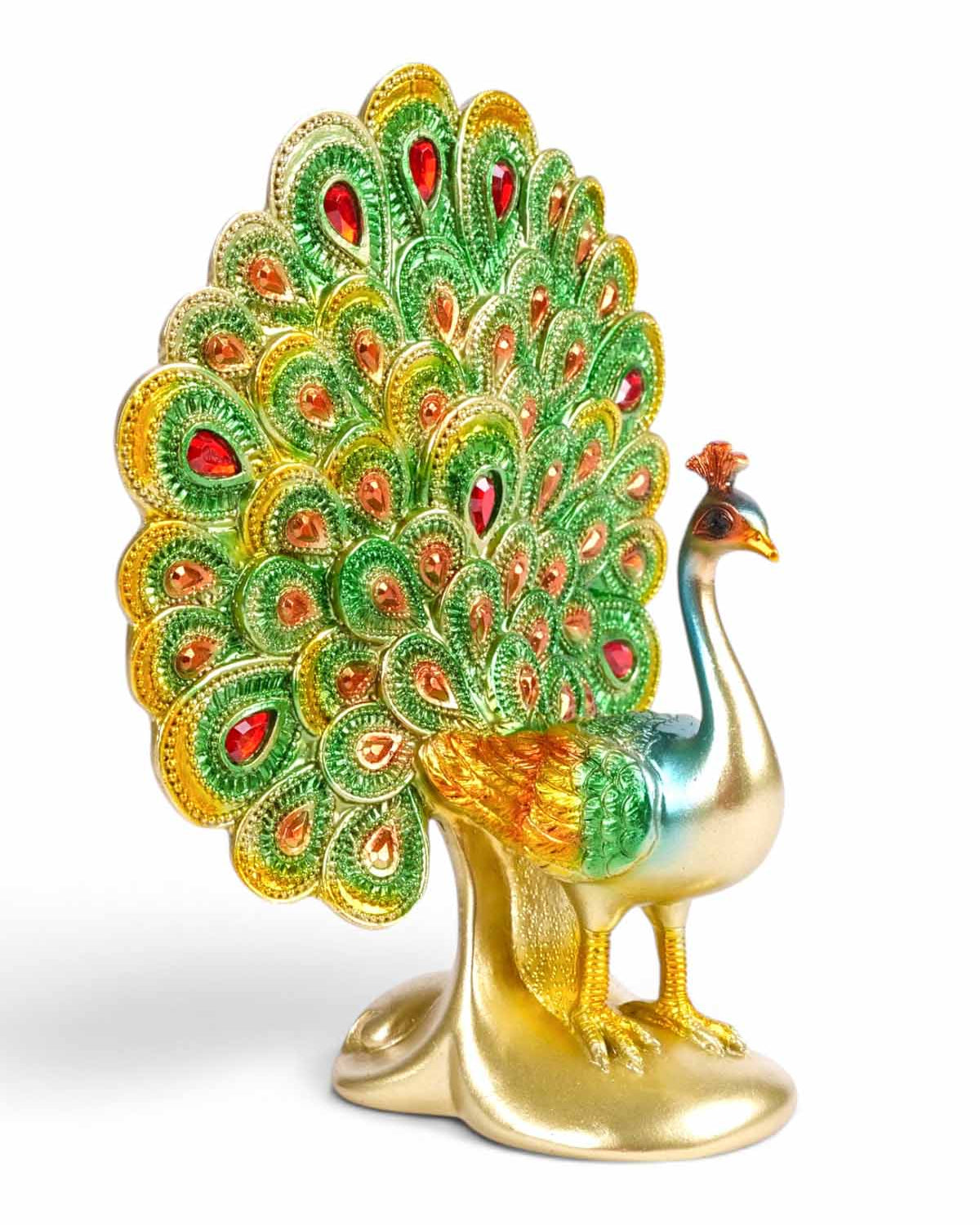 Rare peacock figurine Malhara displayed on a tabletop