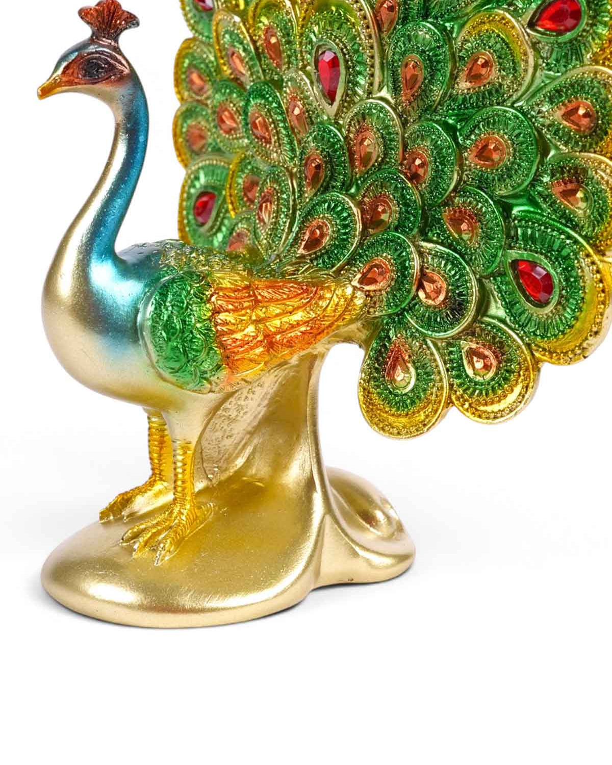 Malhara Rare Peacock Figurine showcased in a stylish setting