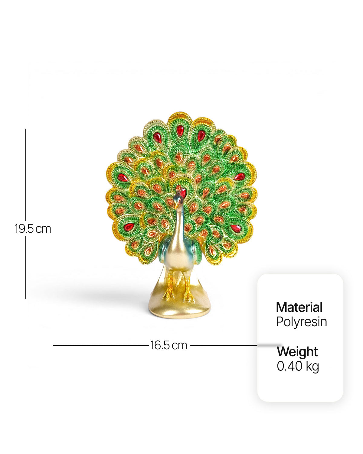 Elegant peacock figurine Malhara for living room decor