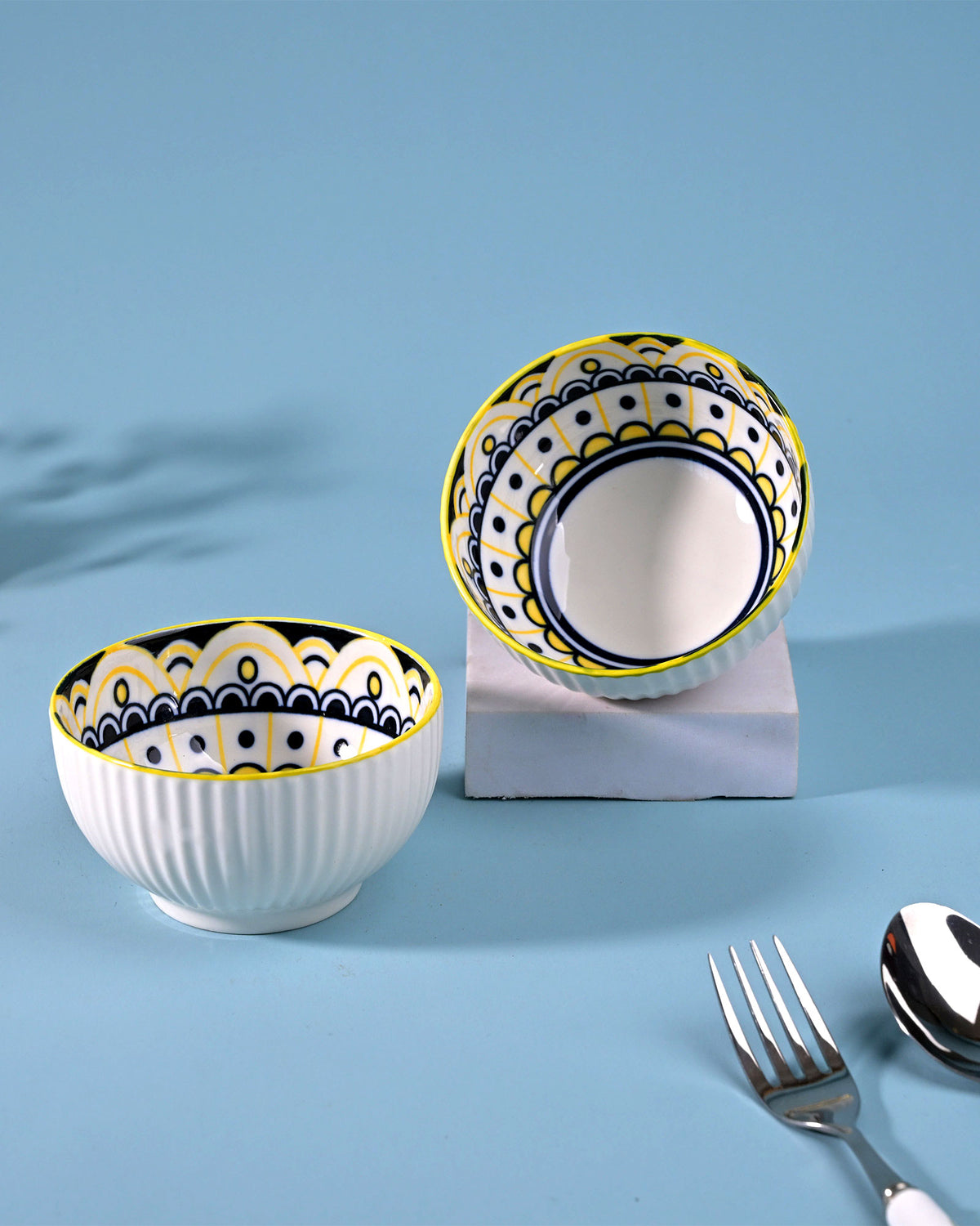 Mandala handcrafted porcelain bowls set of 2