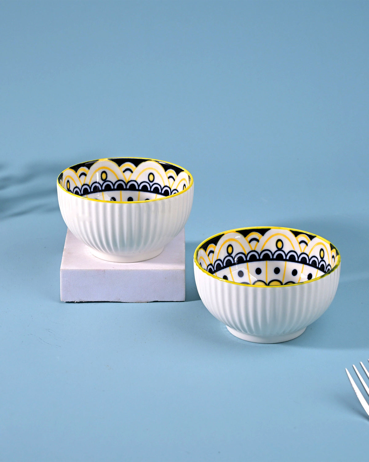 Set of two Mandala handcrafted porcelain bowls