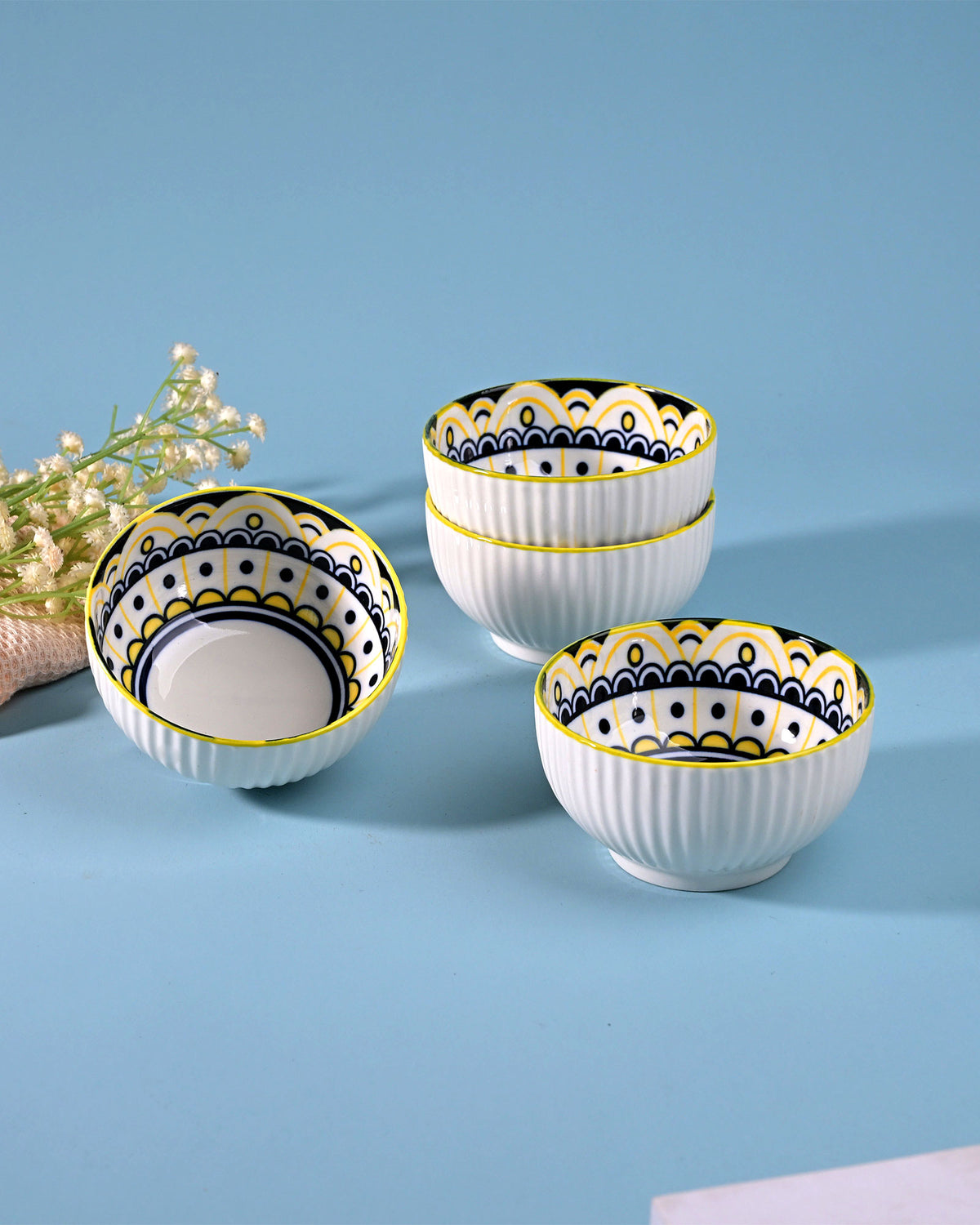 Mandala handcrafted porcelain bowls set of 4
