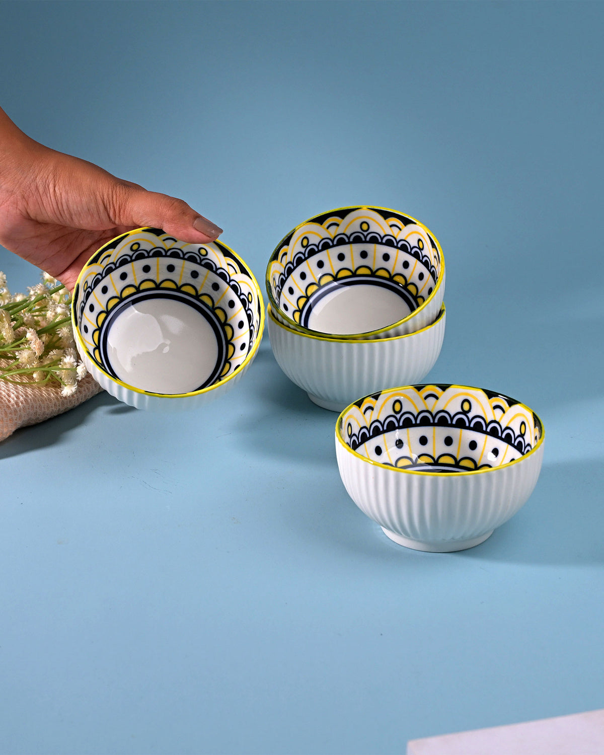 Mandala decorative porcelain bowls set of four