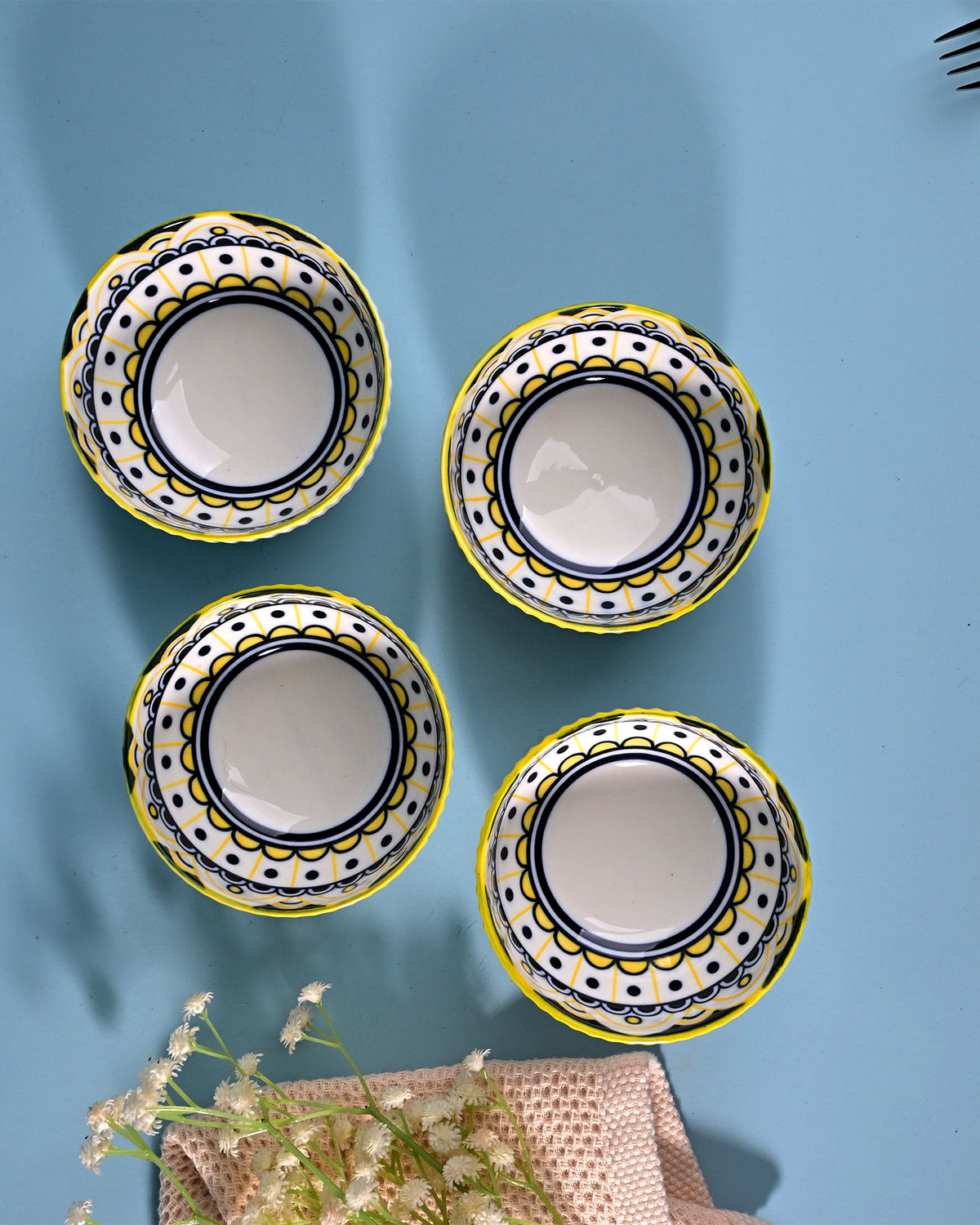 Handcrafted Mandala porcelain bowls with intricate design
