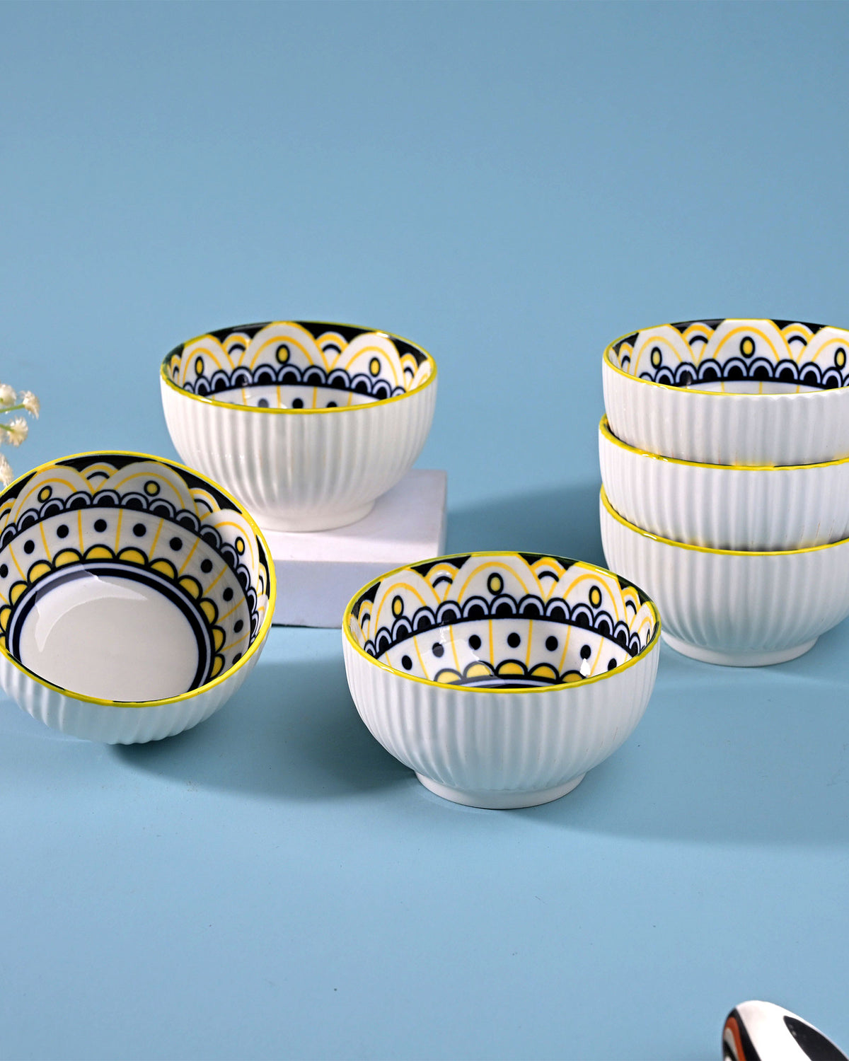 Mandala decorative porcelain bowls set of six