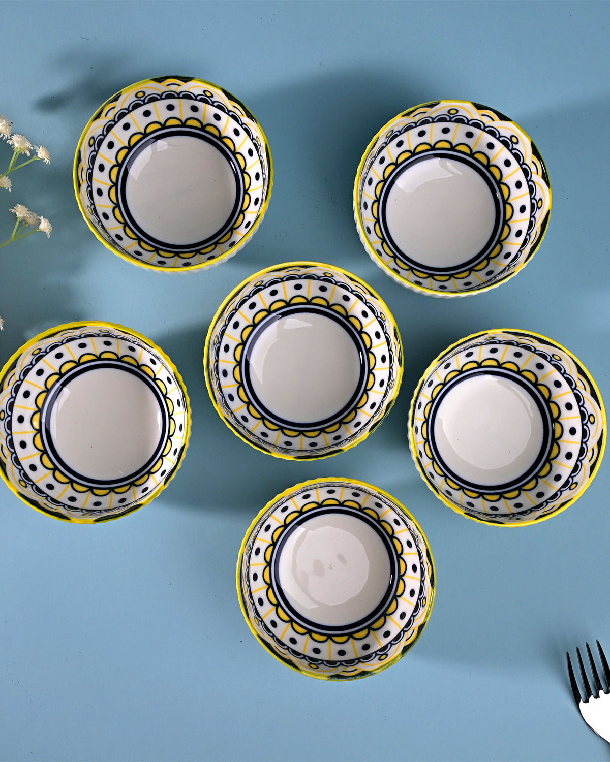 Handcrafted Mandala porcelain bowls with intricate design