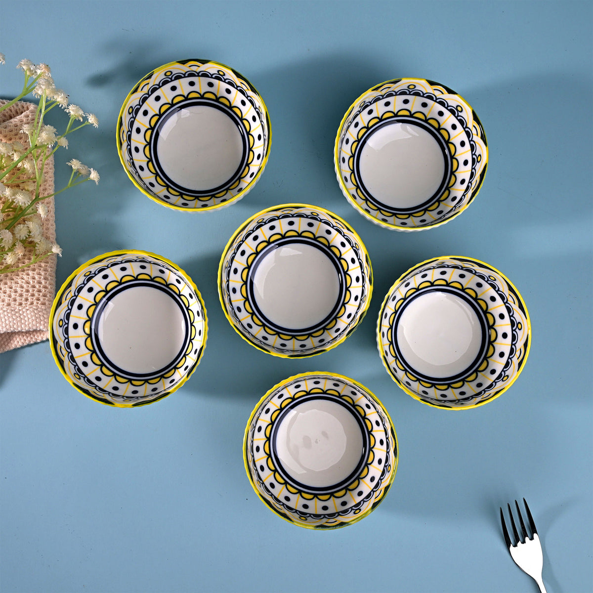 Handcrafted Mandala porcelain bowls with intricate design