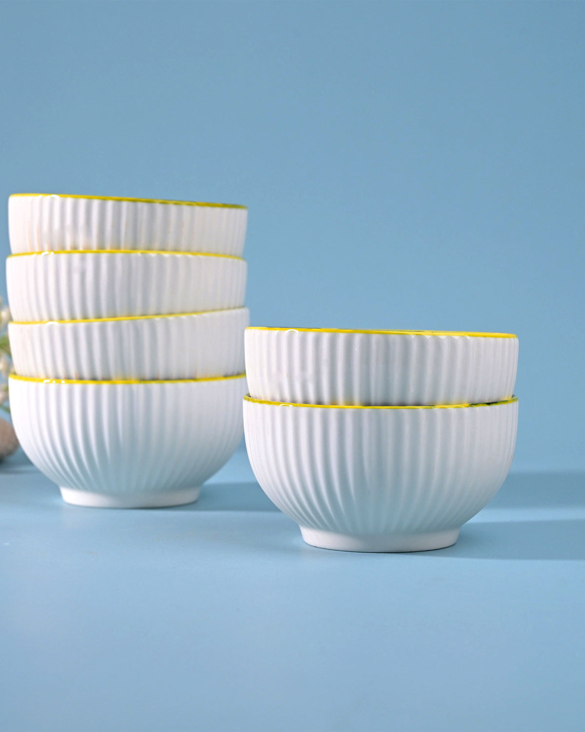 Elegant set of six Mandala porcelain bowls