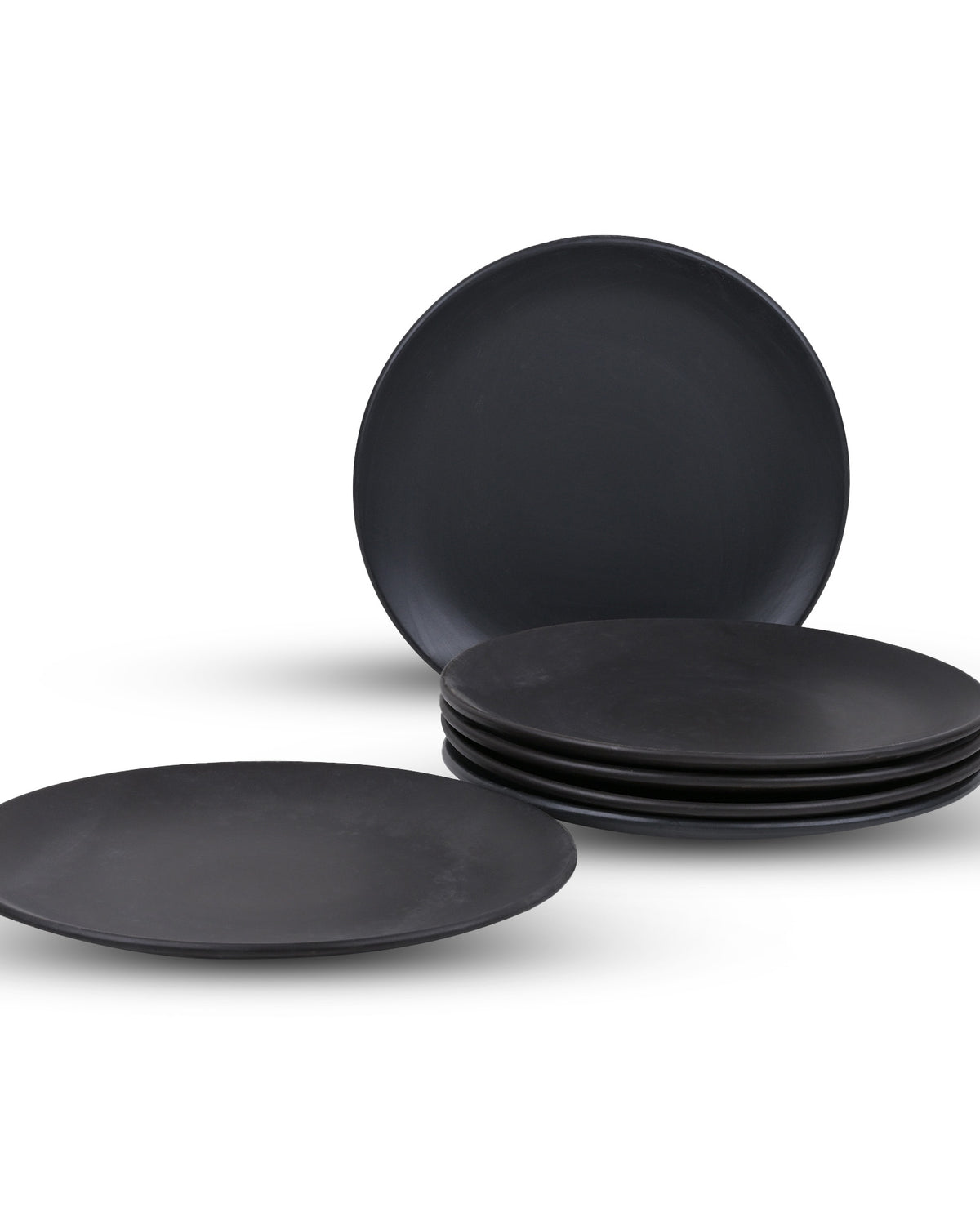 Matte black ceramic serving plates set of 6