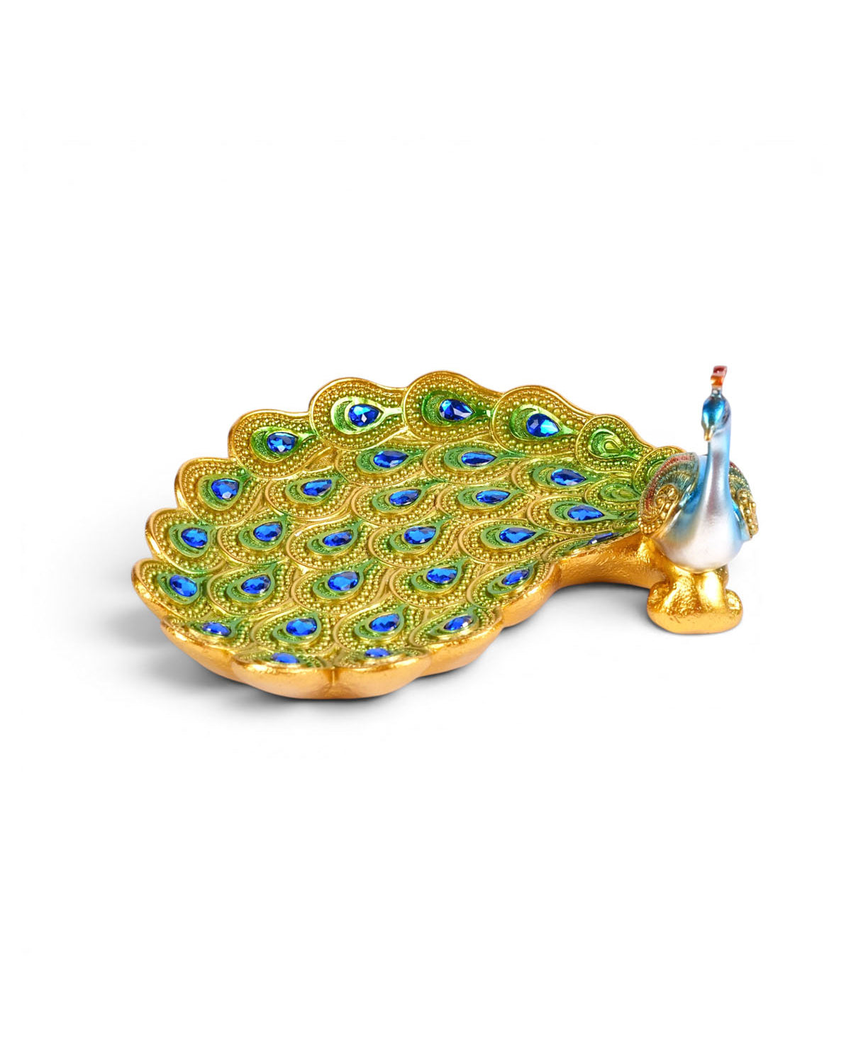 Close-up of the Mayur Regal Peacock Figurine details