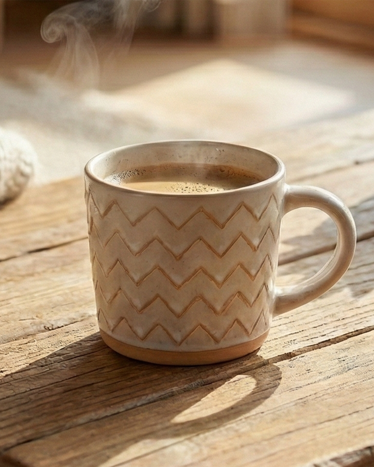 Set of 4 Meandering ceramic mugs