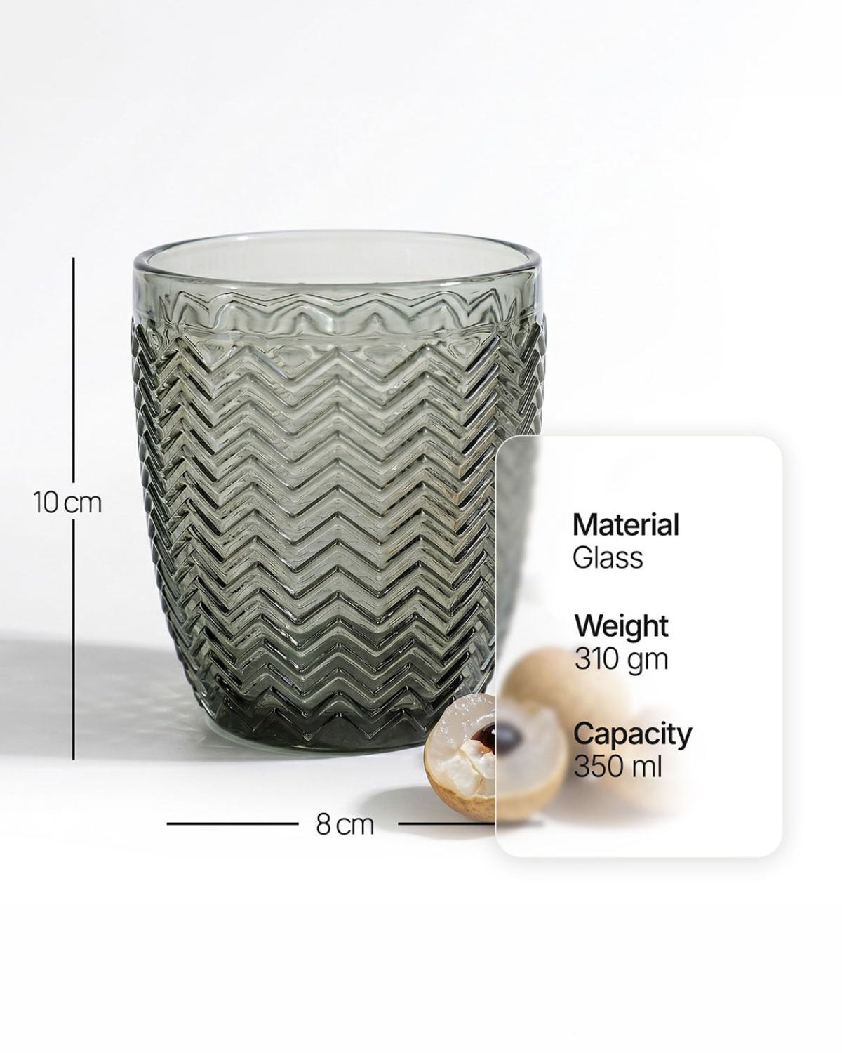 Six Meraki drinking glasses with subtle embossed design