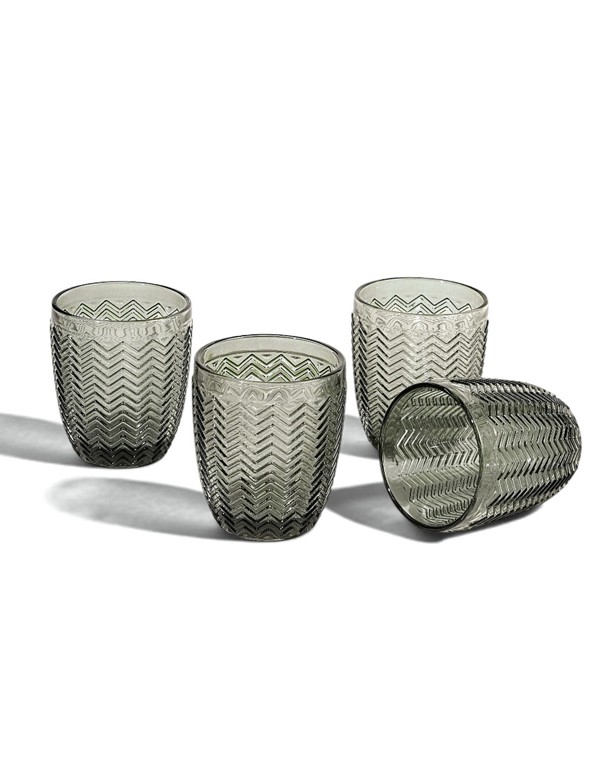 Meraki subtle embossed drinking glasses set of 4
